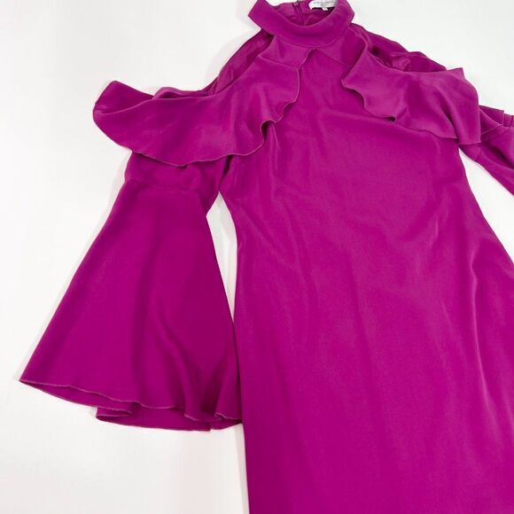 Kobi Halperin Dress Womens Medium Purple Halter Neck Cold Shoulder Zip Sheath - Picture 2 of 8